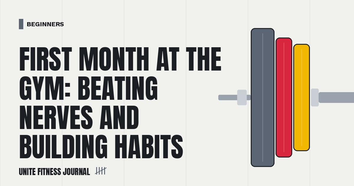 Loaded barbell cover graphic for: First Month at the Gym: Beating Nerves and Building Habits
